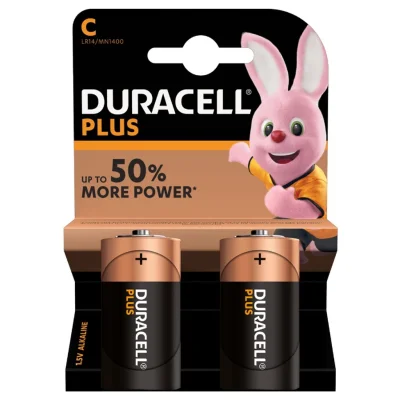 DURACELL Alkaline Batteries LR14/C 1.5V Plus Power Pack of 2