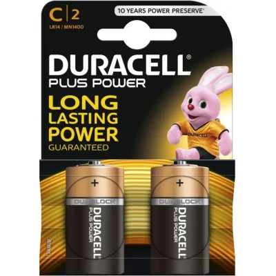 DURACELL LR14 Plus Power Alkaline Batteries - Pack of 2