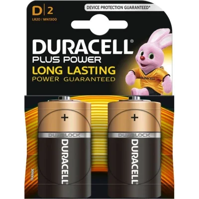 DURACELL Alkaline Battery D LR20 pack of 2