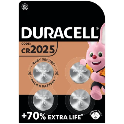 DURACELL 2025 Lithium Coin Batteries 3V (Pack of 4)