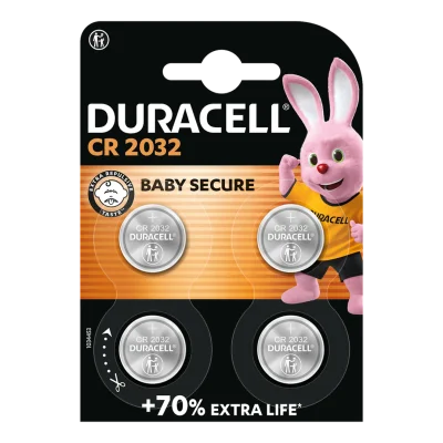 DURACELL CR2032 3V Lithium Coin Battery x4