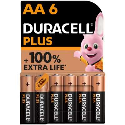 DURACELL Plus AA Batteries, 1.5V LR6 MN1500, pack of 6