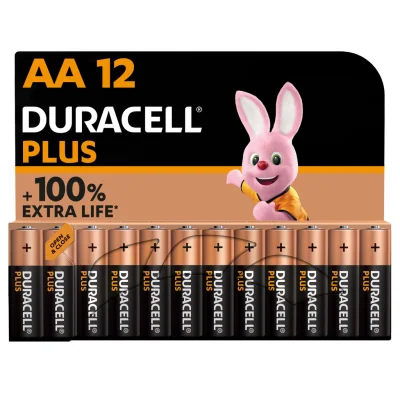 DURACELL Plus AA Batteries, 1.5V LR6 MN1500, pack of 12