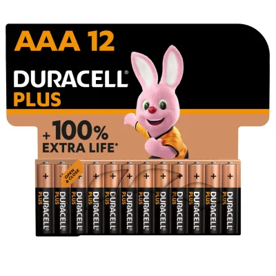 DURACELL Plus AAA Batteries 1.5V LR03 MN2400, pack of 12
