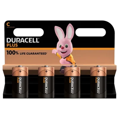 DURACELL Plus Alkaline Batteries C 1.5V MN1400 - Pack of 4