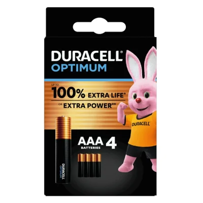 DURACELL Optimum AAA Batteries, pack of 4