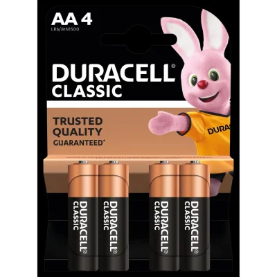 DURACELL AA Classic Alkaline Batteries, LR6 MN1500, 4 batteries