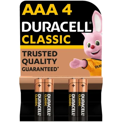 DURACELL Alkaline Batteries AAA Classic, LR03 MN2400, pack of 4