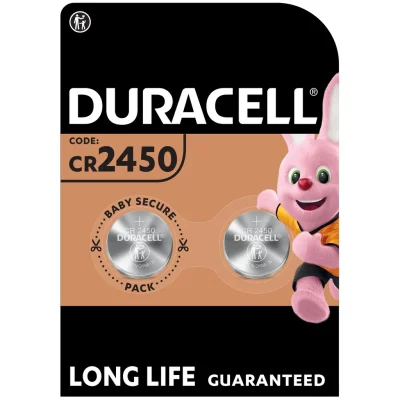DURACELL 2450 Lithium Coin Batteries 3V, 2-pack
