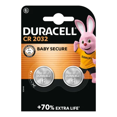 DURACELL CR2032 3V Lithium Coin Battery, pack of 2