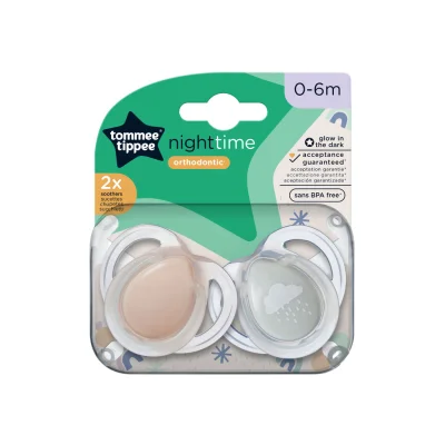 TOMMEE TIPPEE Night Glow Soother 0-6 months pack of 2
