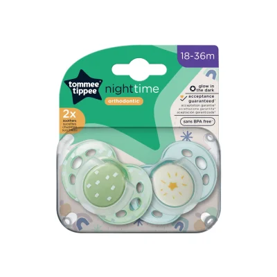 TOMMEE TIPPEE Night Glow Soother 18-36 Months 2-Pack