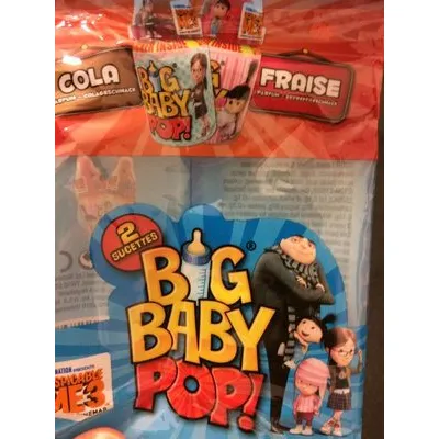 BIG BABY POP Hard Candy and Dextrose Powder Strawberry/Cola 64 g