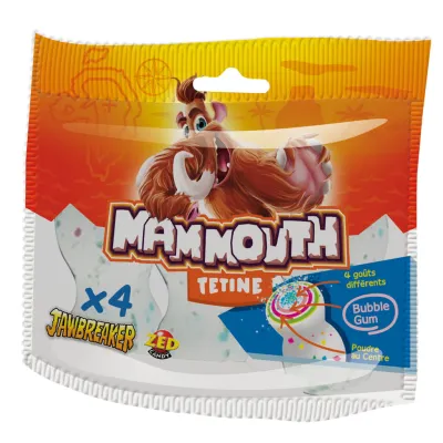 MAMMOUTH Bubble gum Pacifier 4 lollipops 112g