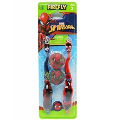 SPIDERMAN TOOTHBRUSH TWIN TRAVEL CAPS