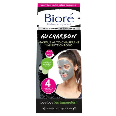 BIORÉ Charcoal Self-Heating One Minute Mask 4 x 7.0 g