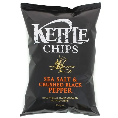KETTLES Sea Salt & Crushed Black Pepper Chips 150 g
