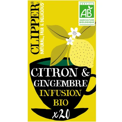 CLIPPER Organic Lemon and Ginger Infusion 20 bags 50g