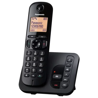 PANASONIC Cordless Landline Phone KX-TGC220FRB Black with Answering Machine
