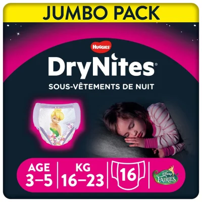 DRYNITES HUGGIES Girls Night Pants 3-5 Years 16 Units