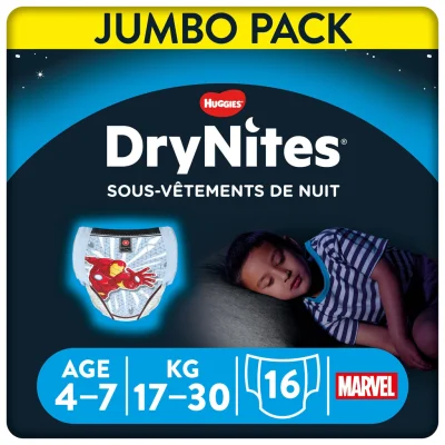 DRYNITES Nighttime Underwear 4-7 years, 17-30 kg, pack of 16 pants
