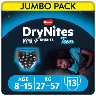 HUGGIES DryNites Night Time Underwear Boy 8-15 years 27-57 kg, pack of 13 nappies