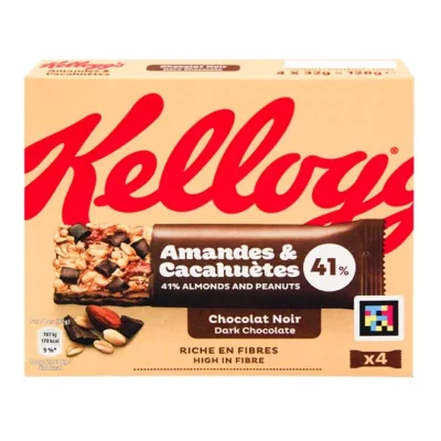 KELLOGGS bars Extra roasted almonds & dark chocolate 4x32g