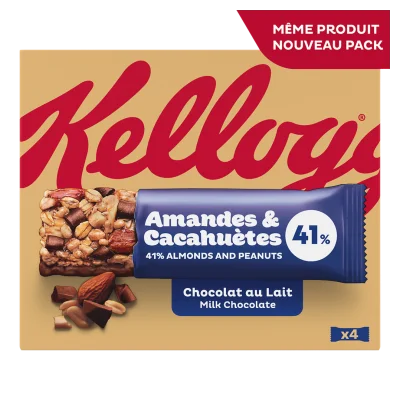KELLOGG'S Extra Roasted Almond and Milk Chocolate Cereal Bars 4x32g