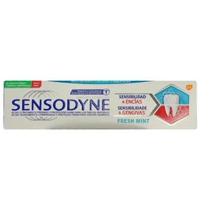 Sensodyne toothpaste 75 ml. Fresh mint gums and tenderness.