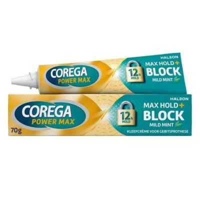 COREGA DENTURE ADHESIVE CREAM 70gr MAX HOLD & BLOCK MINT
