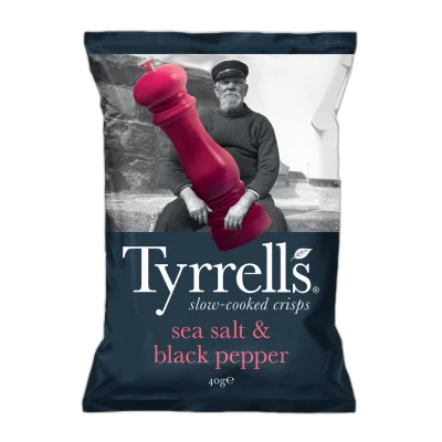 TYRRELL'S Sea Salt & Cracked Black Pepper Potato Chips 40 g