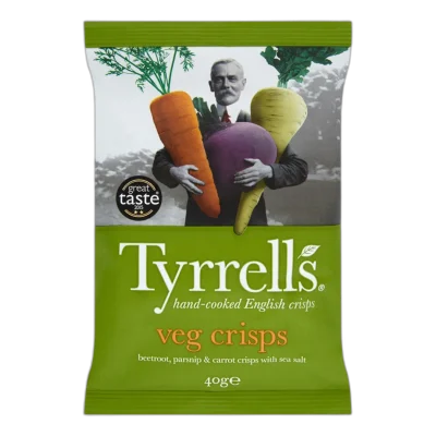 TYRRELL'S Vegetable Crisps Beetroot Parsnip Carrot Sea Salt 40 g
