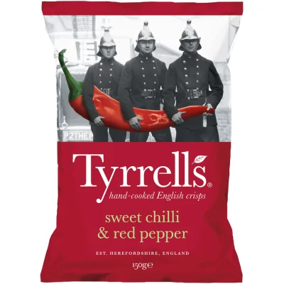 TYRRELL'S Sweet Chilli and Red Pepper Potato Chips 150 g