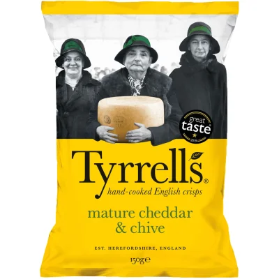 TYRRELL'S Potato Chips Cheddar and Chives 150 g