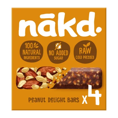 NAKD Peanut Cereal Bars Raw Fruit and Nut Bars Gluten Free No Added Sugar 140g