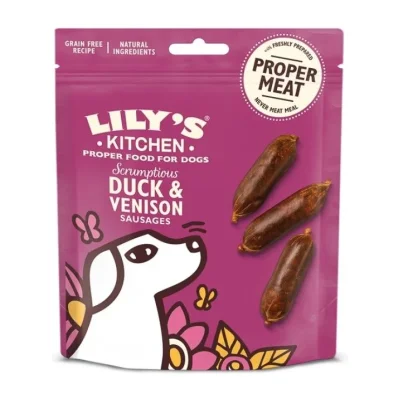Lily's Kitchen Adult Dog Scrumptious Duck & Venison Sausages Treats 8x70g