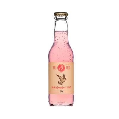 glass THREE CENTS pink grapefruit soda 200ml
