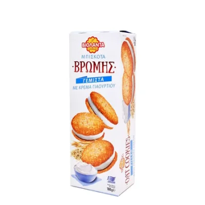 Violanta Oat Biscuits with Yogurt Filling 180g Βιολάντα Μπισκότα Βρώμης Γεμιστά με Γιαούρτι 180g