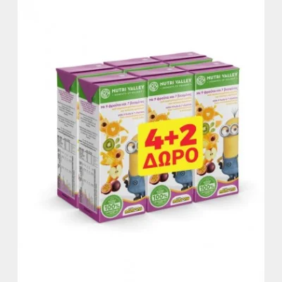 NUTRI VALLEY MINIONS ΧΥΜΟΣ EXOTIC 9 ΦΡΟΥΤΑ 250ml 4+2