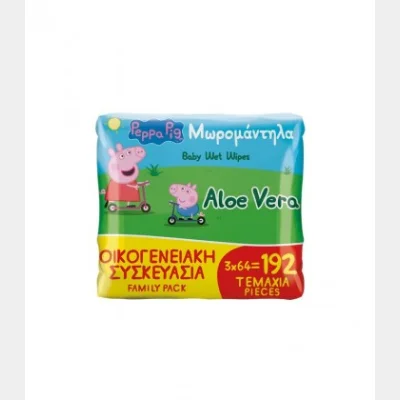PEPPA PIG ΜΩΡΟΜΑΝΤΗΛΑ ALOE VERA 64Τ FAMILY PACK
