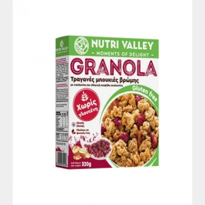 NUTRI VALLEY GRANOLA ΧΩΡΙΣ ΓΛΟΥΤΕΝΗ CRANBERRIES 320gr