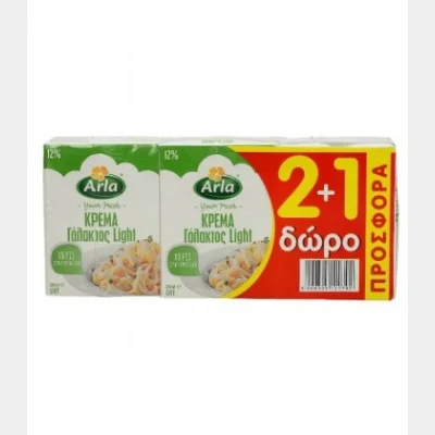 ARLA ΚΡΕΜΑ ΓΑΛΑΚΤΟΣ LIGHT 12% ΛΙΠ. (200ml) 2+1