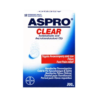 ASPRO CLEAR (18 soluble tablets) 300mg