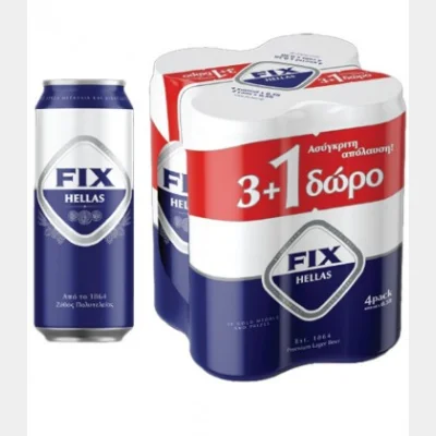 FIX HELLAS ΜΠΥΡΑ ΚΟΥΤΙ 500ml 3+1 4pack