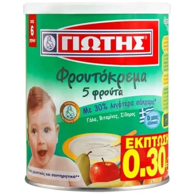 Jotis Baby Cream with 5 Fruits 300g Γιώτης Φρουτόκρεμα με 5 φρούτα 300g