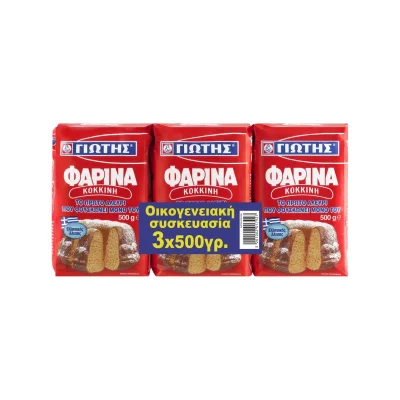 Jotis Farina Flour Red 3x500g Γιώτης Φαρίνα Κόκκινη 3x500g