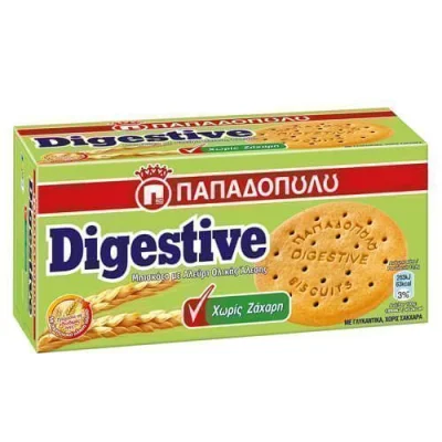 PAPADOPOULOU DIGESTIVE 250gr. WHOLE GRAIN SUGAR FREE