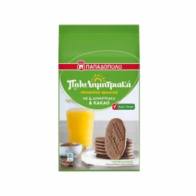 Papadopoulou MultiCereals Cocoa Sugar-Free 175g Πολυδημητριακά Κακάο Χωρίς Ζάχαρη 175g