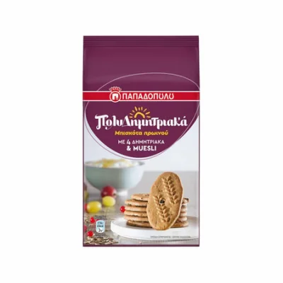 Papadopoulou MultiCereals Muesli 175g Παπαδοπούλου Μπισκότα Πολυδημητριακά 175g