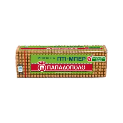 Papadopoulou Petit-Beurre No added sugar 225g Πτι μπερ χωρίς Ζάχαρη 225g